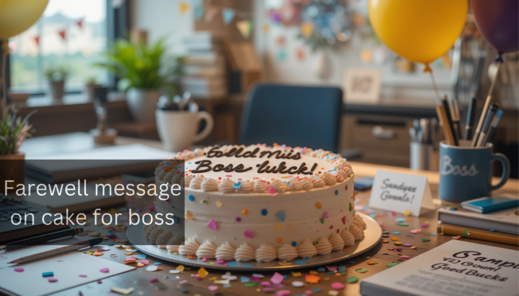 farewell message on cake for boss